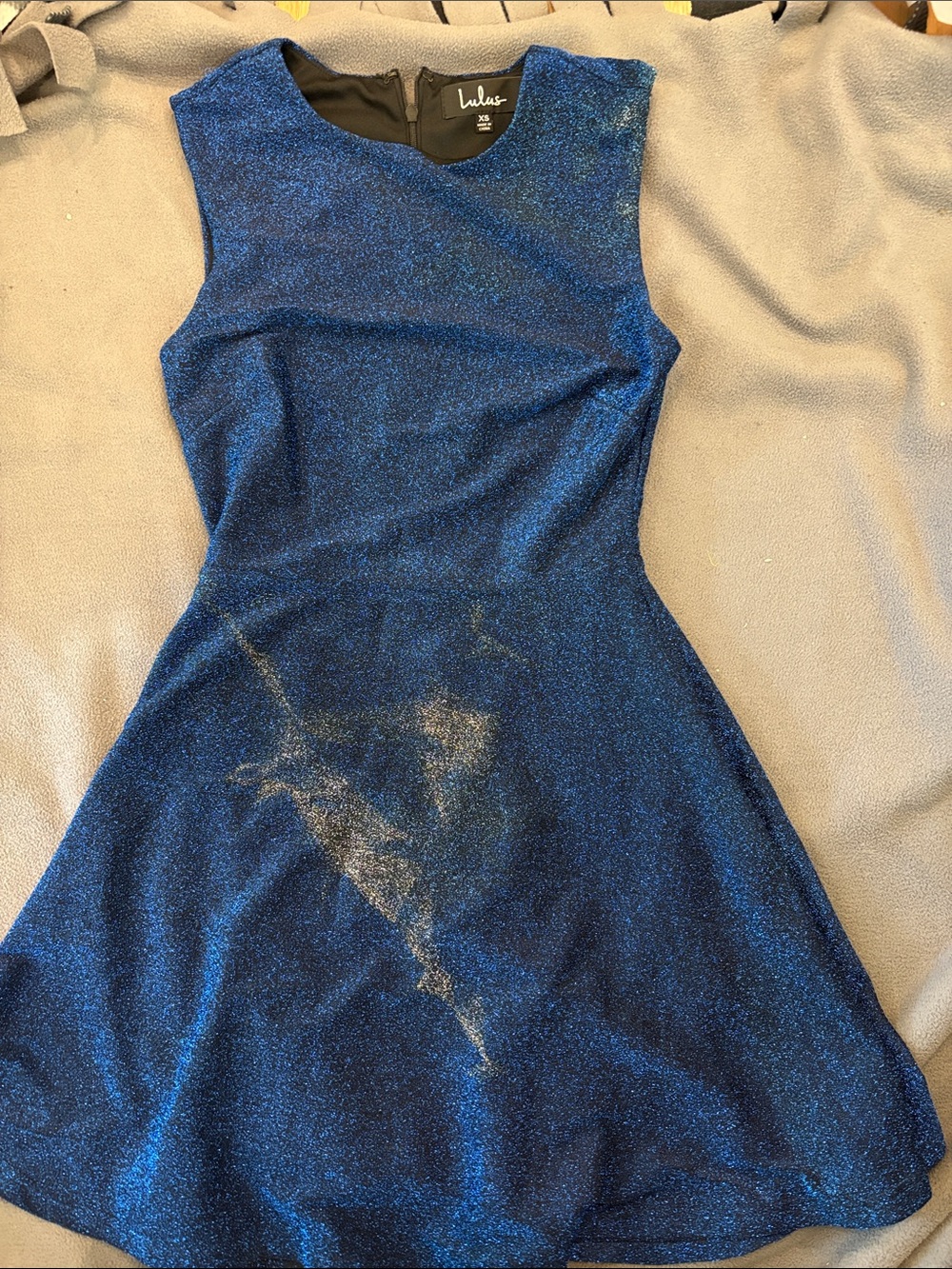 Lulu's Shimmery Royal Blue Fit & Flare Dress